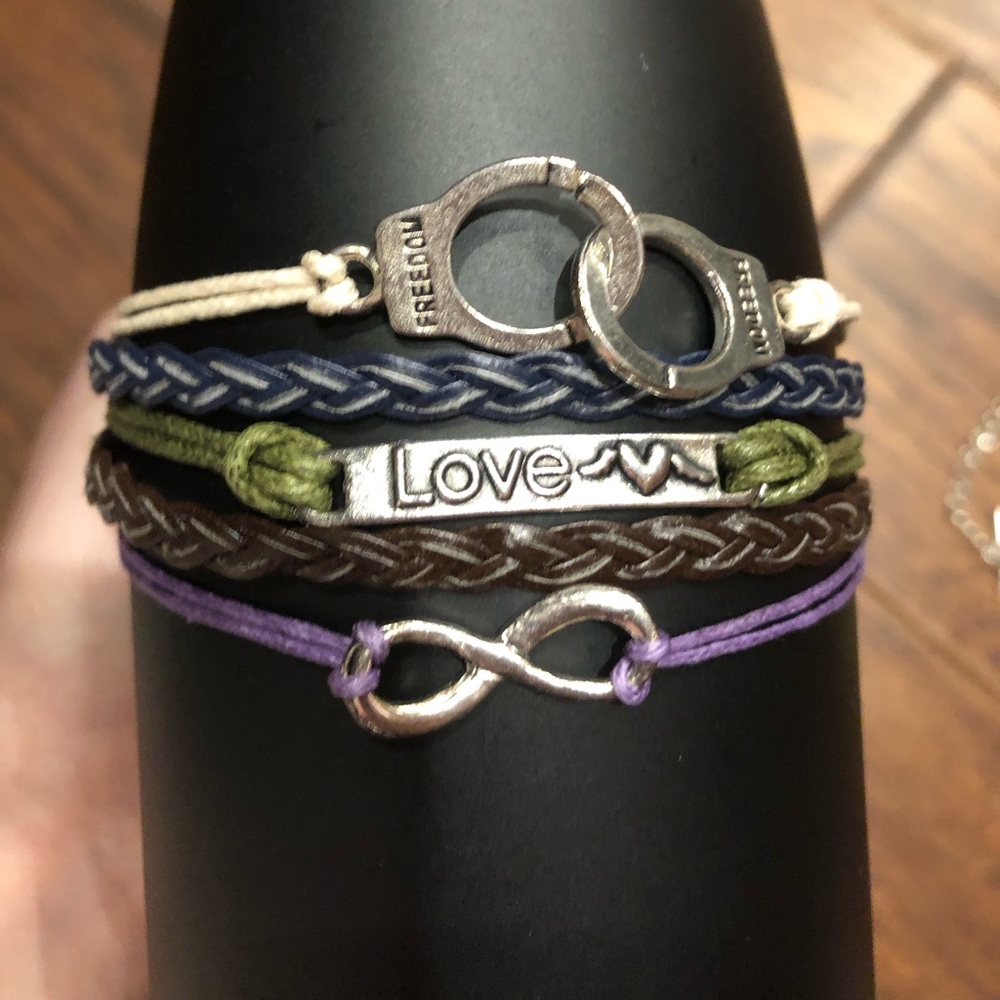Multilayered Leather Charm Bracelet